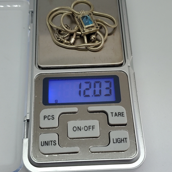 Sterling Blue Topaz Scrolled Snake Chain Necklace - Picture 7 of 7